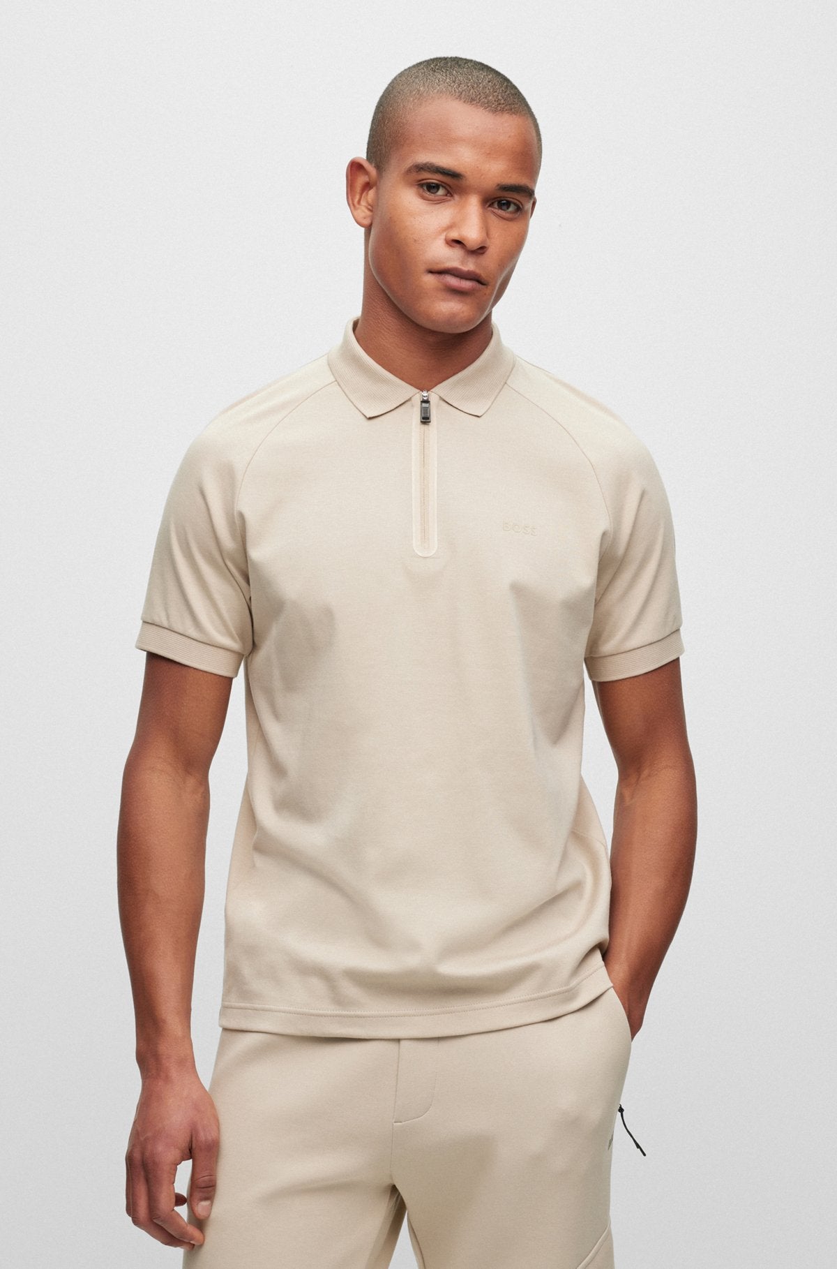 Beige hugo boss polo best sale