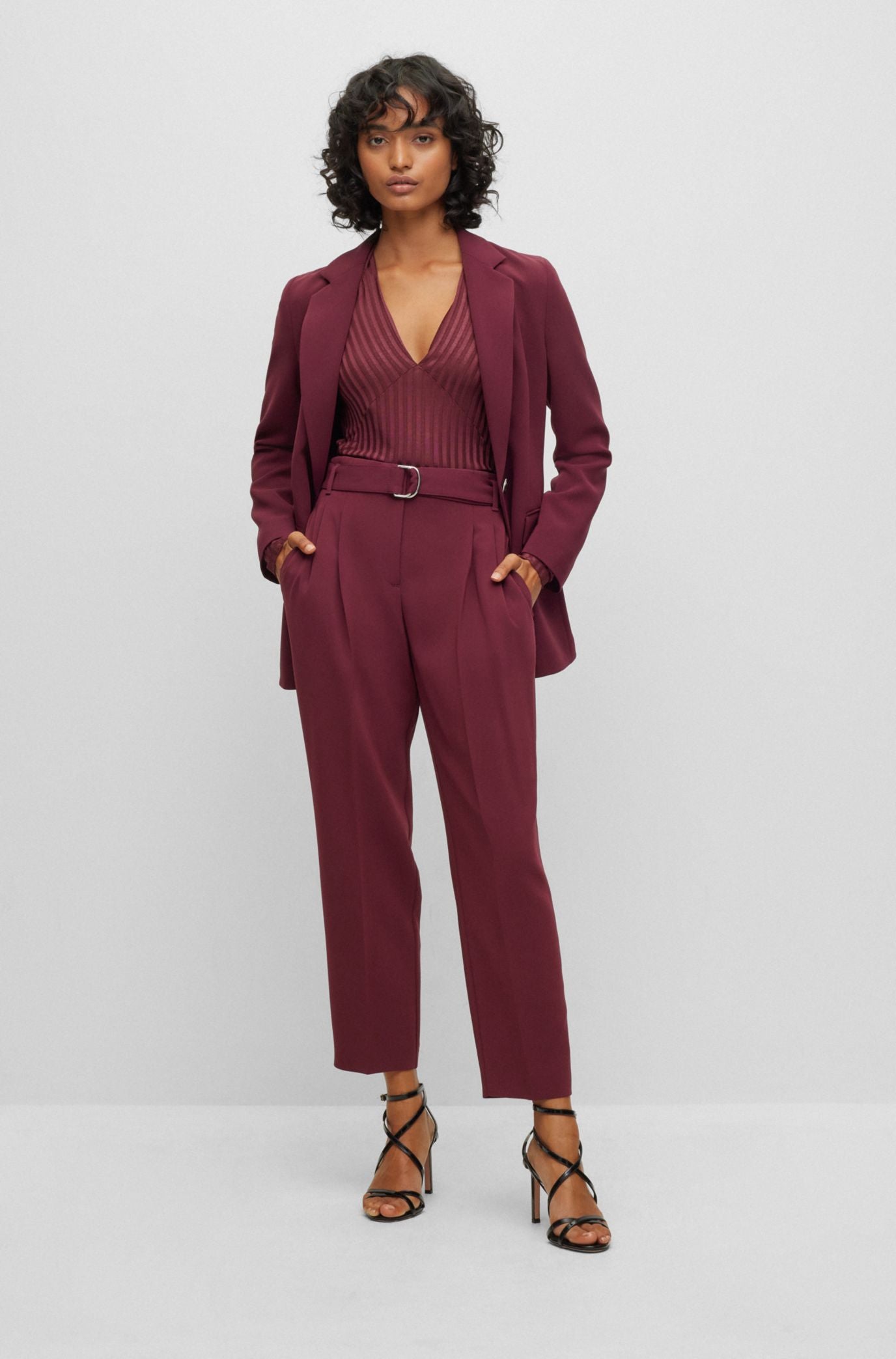 Hugo boss maroon suit best sale