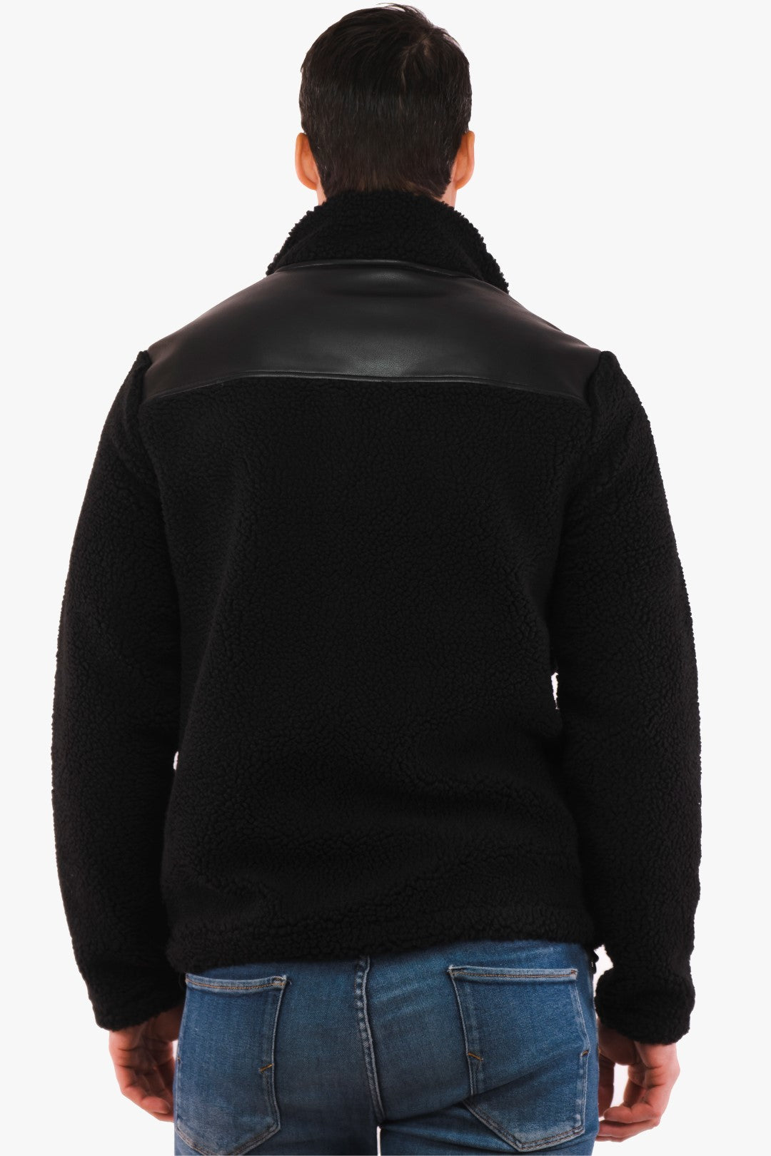 Black sherpa jacket with hood best sale