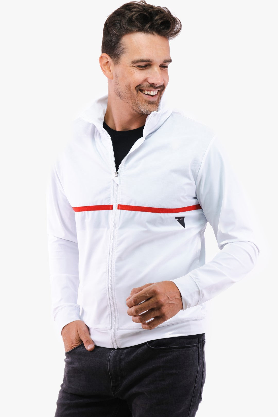 Hugo boss jacket white best sale