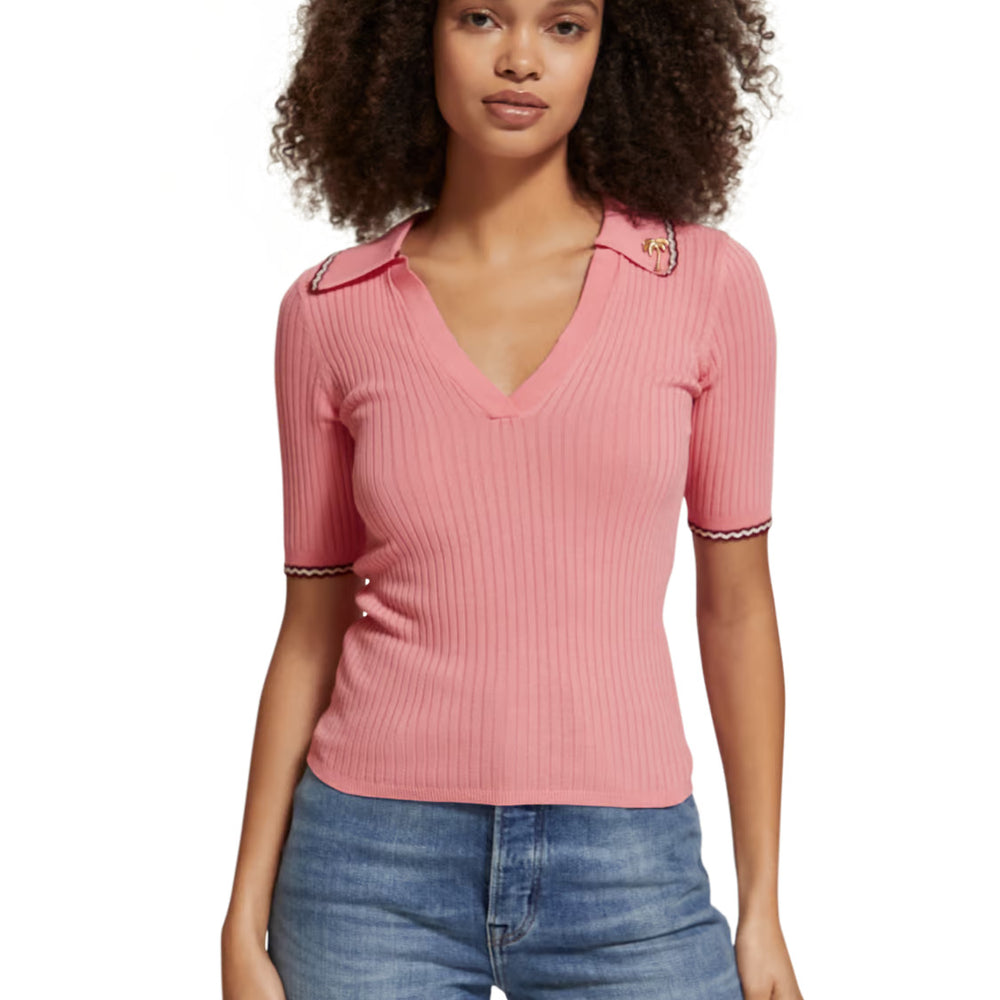 Scotch&amp;Soda Polo Sweater in Coral color