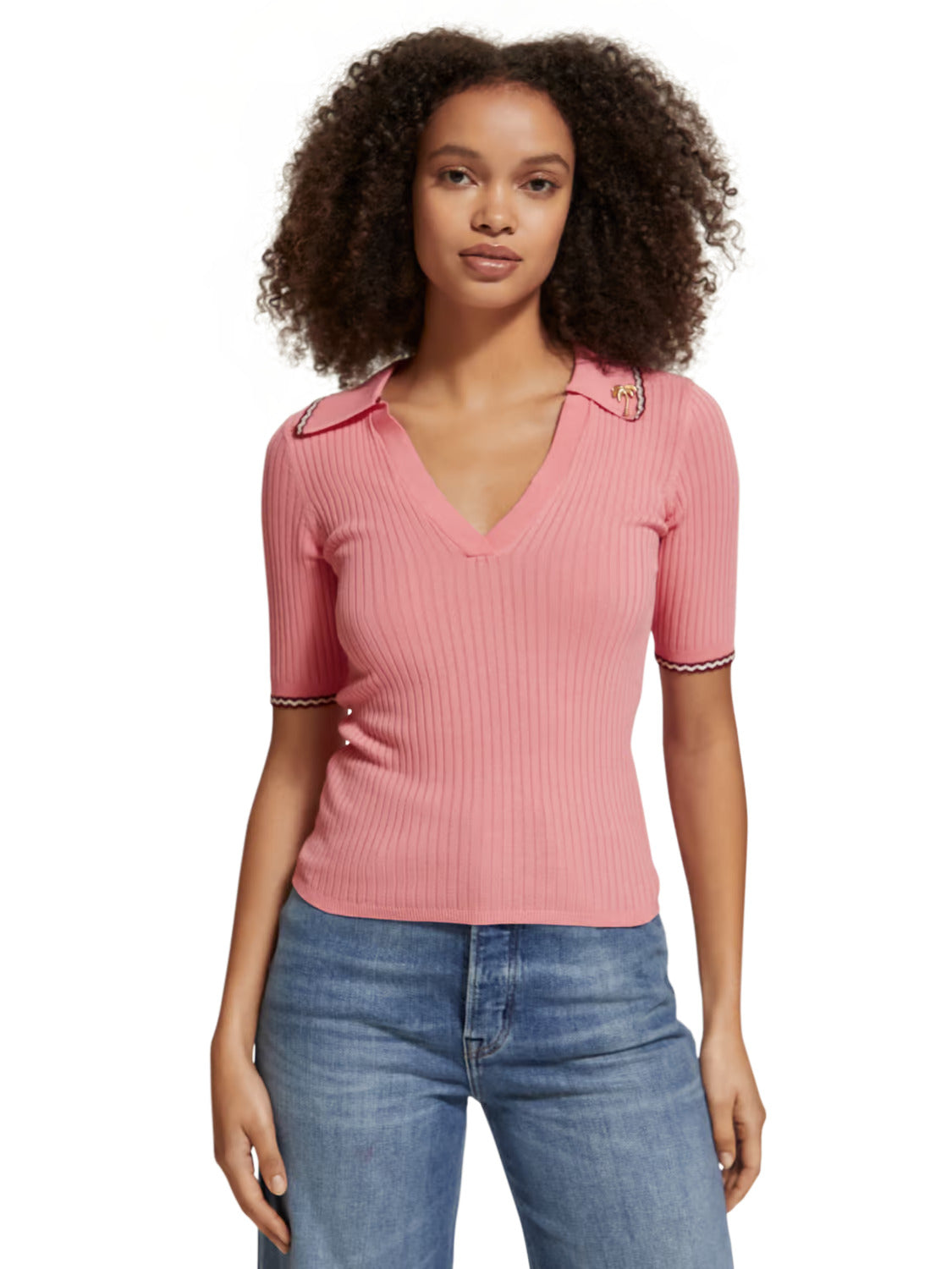 Scotch&amp;Soda Polo Sweater in Coral color