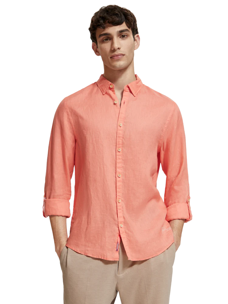 Chemise En Lin Scotch&Soda de couleur Corail