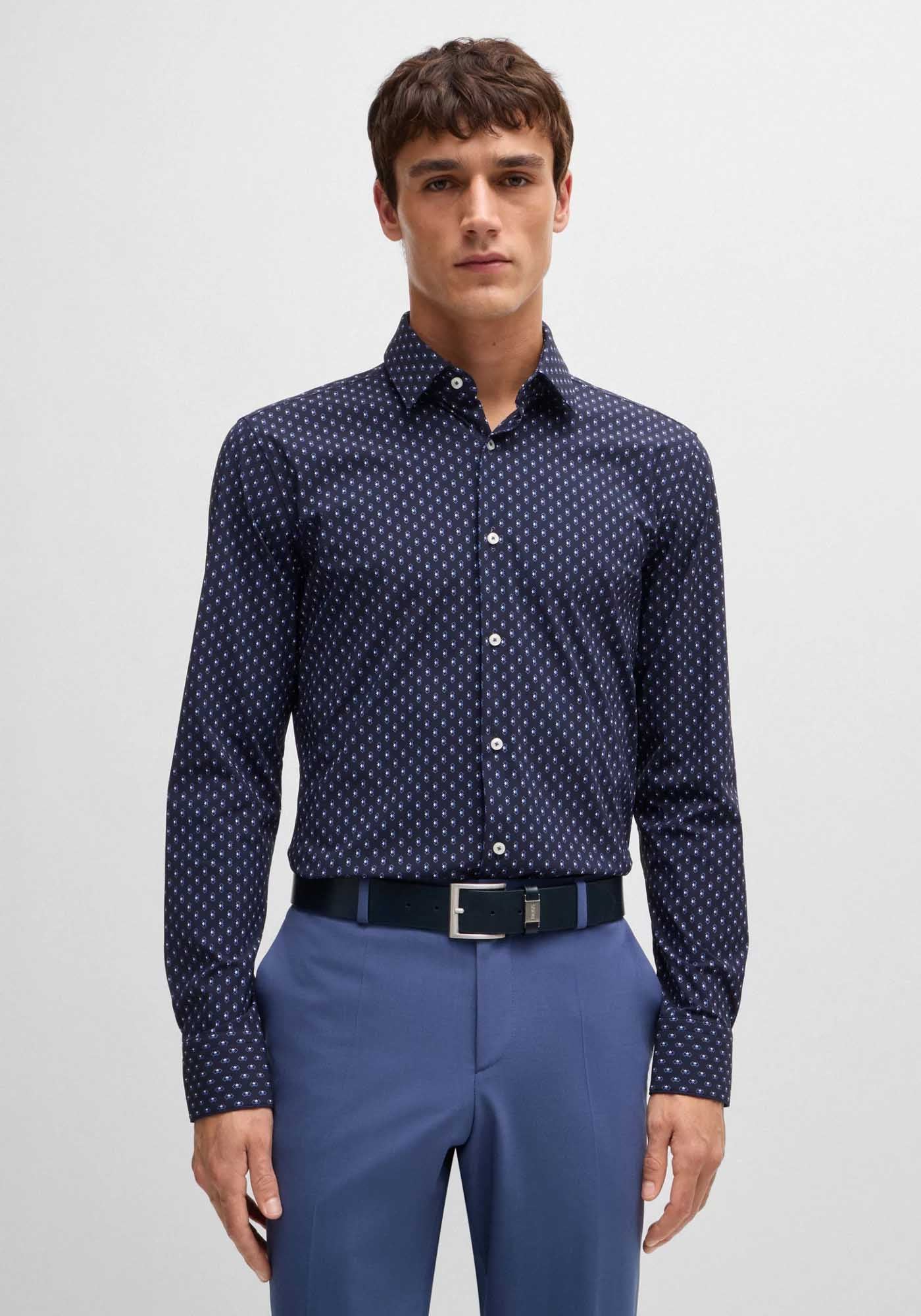 Chemise À Manches Longues Boss de couleur Marine