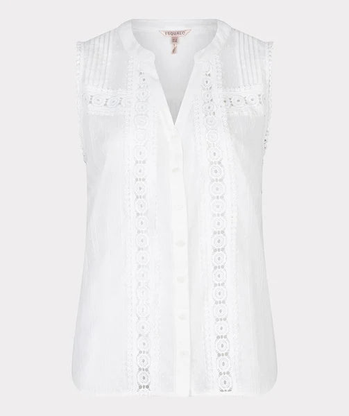 Blouse Sans Manche Esqualo de couleur Blanc Casse