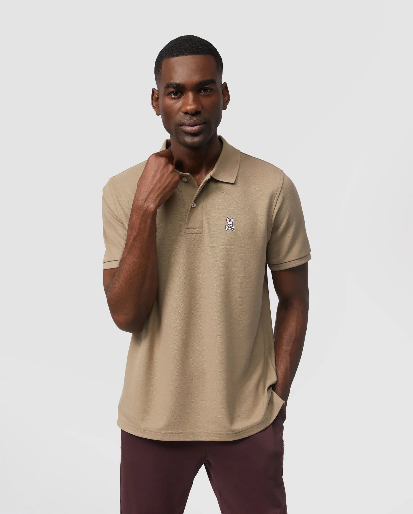 Polo Psycho Bunny de couleur Beige