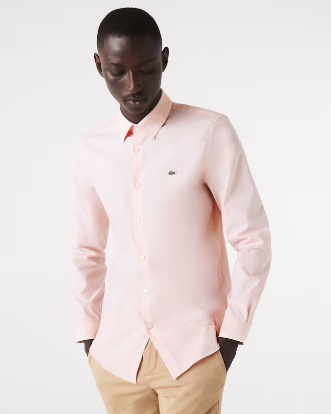 Chemise À Manches Longues Lacoste de couleur Rose Pale