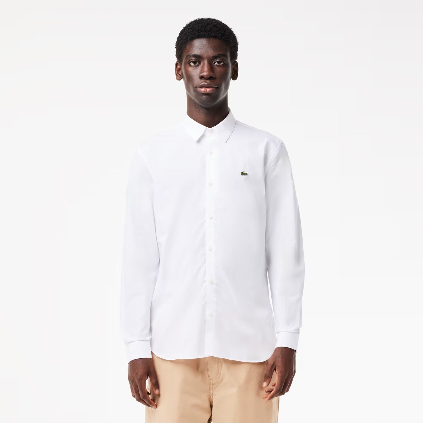 Chemise À Manches Longues Lacoste de couleur Blanc