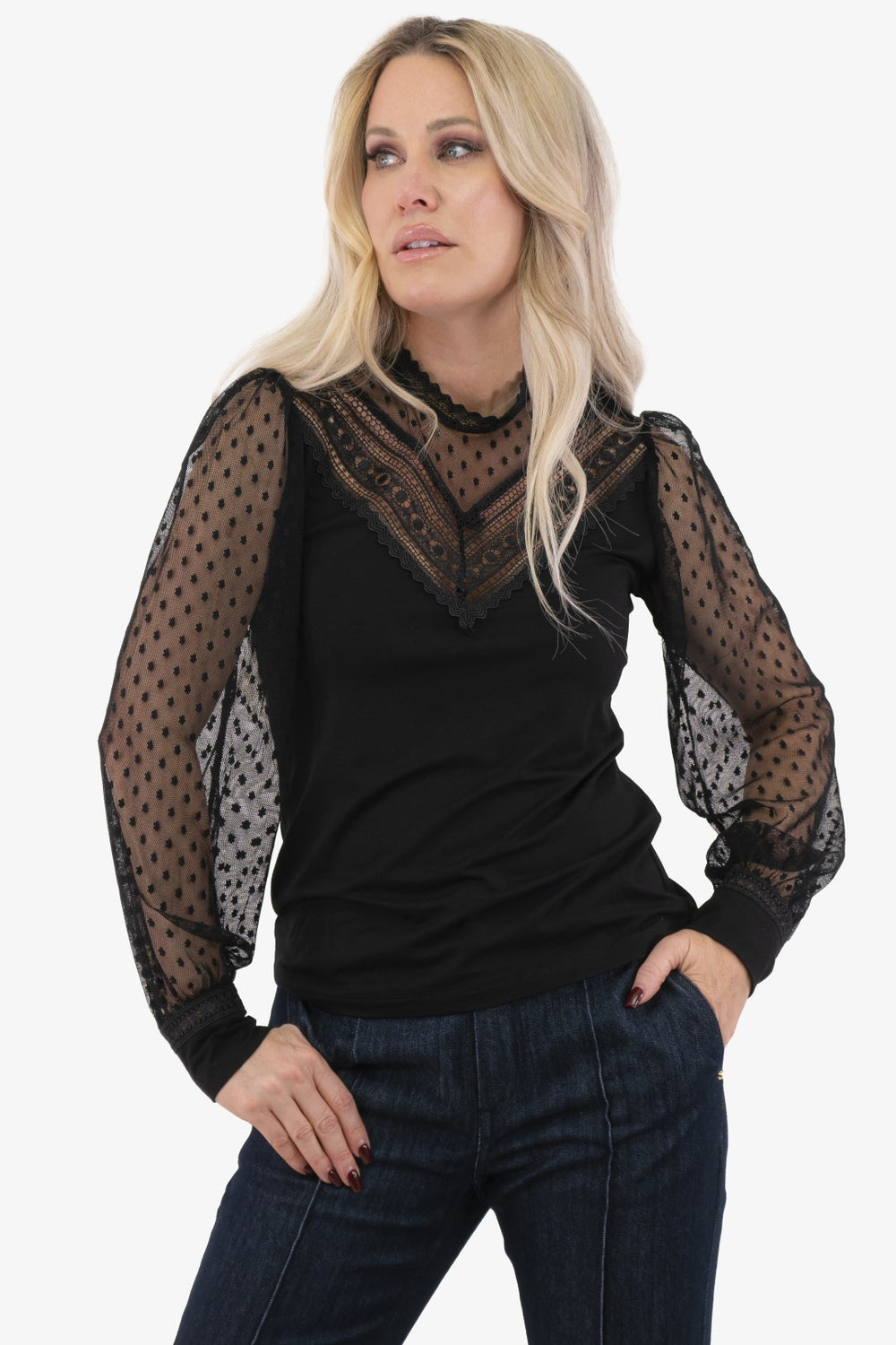 Esqualo Mesh Tunic in Black color