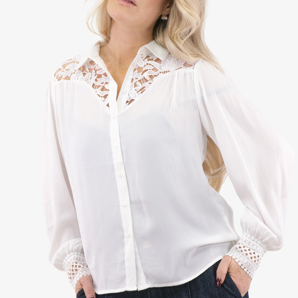 Blouse Esqualo de couleur Blanc Casse