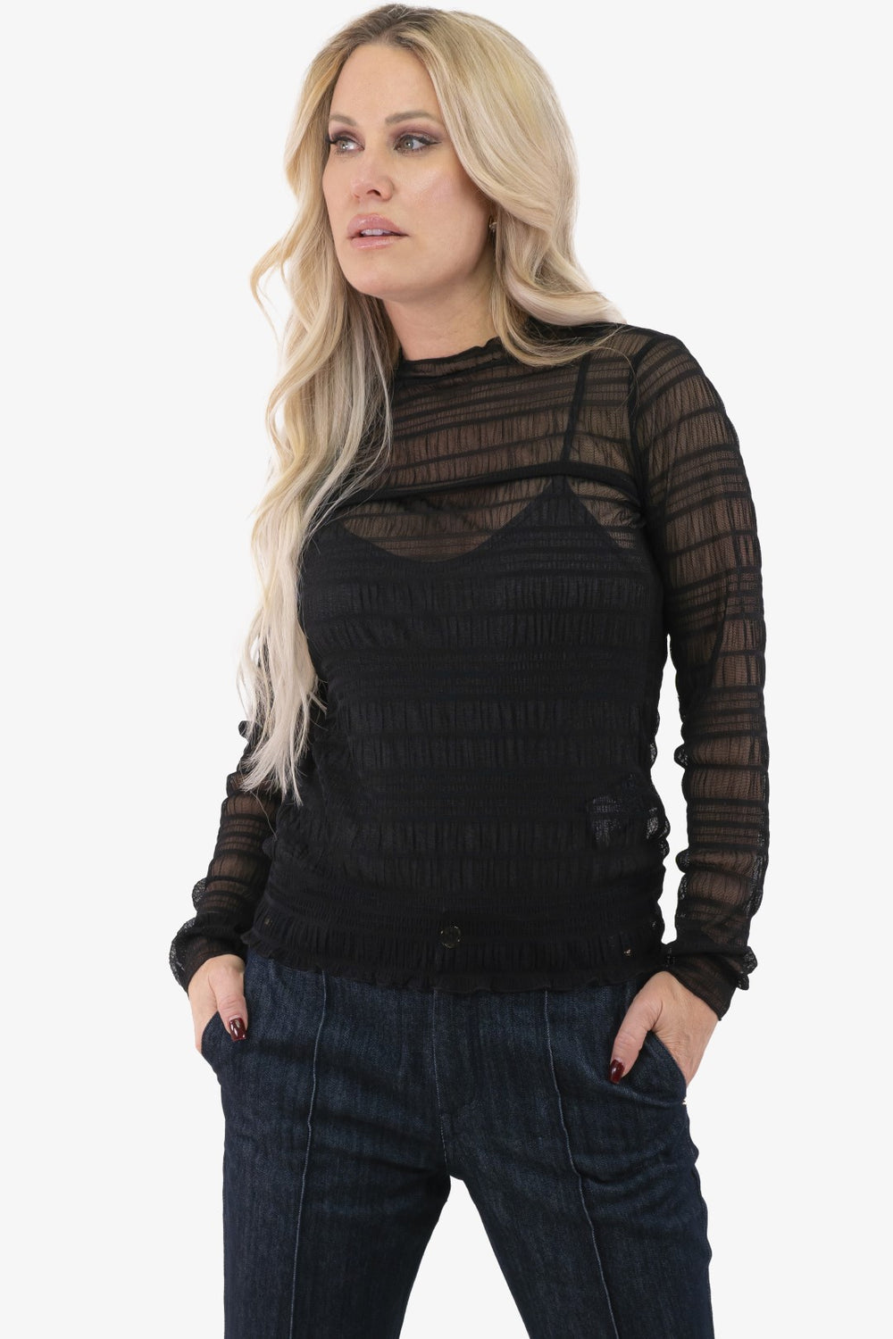 Esqualo Mesh Tunic in Black color