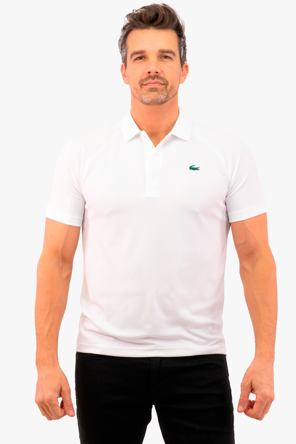 Polo Sport Indémaillable Et Respirant Lacoste de couleur Blanc