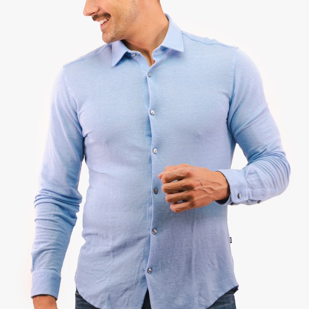 Chemise Manche Longue Hugo Boss de couleur Bleu