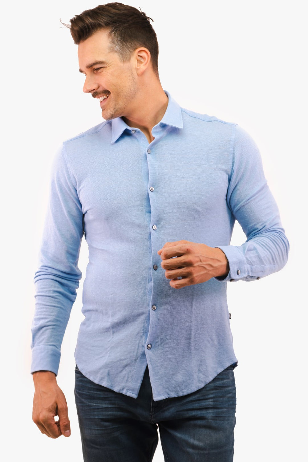 Chemise Manche Longue Hugo Boss de couleur Bleu