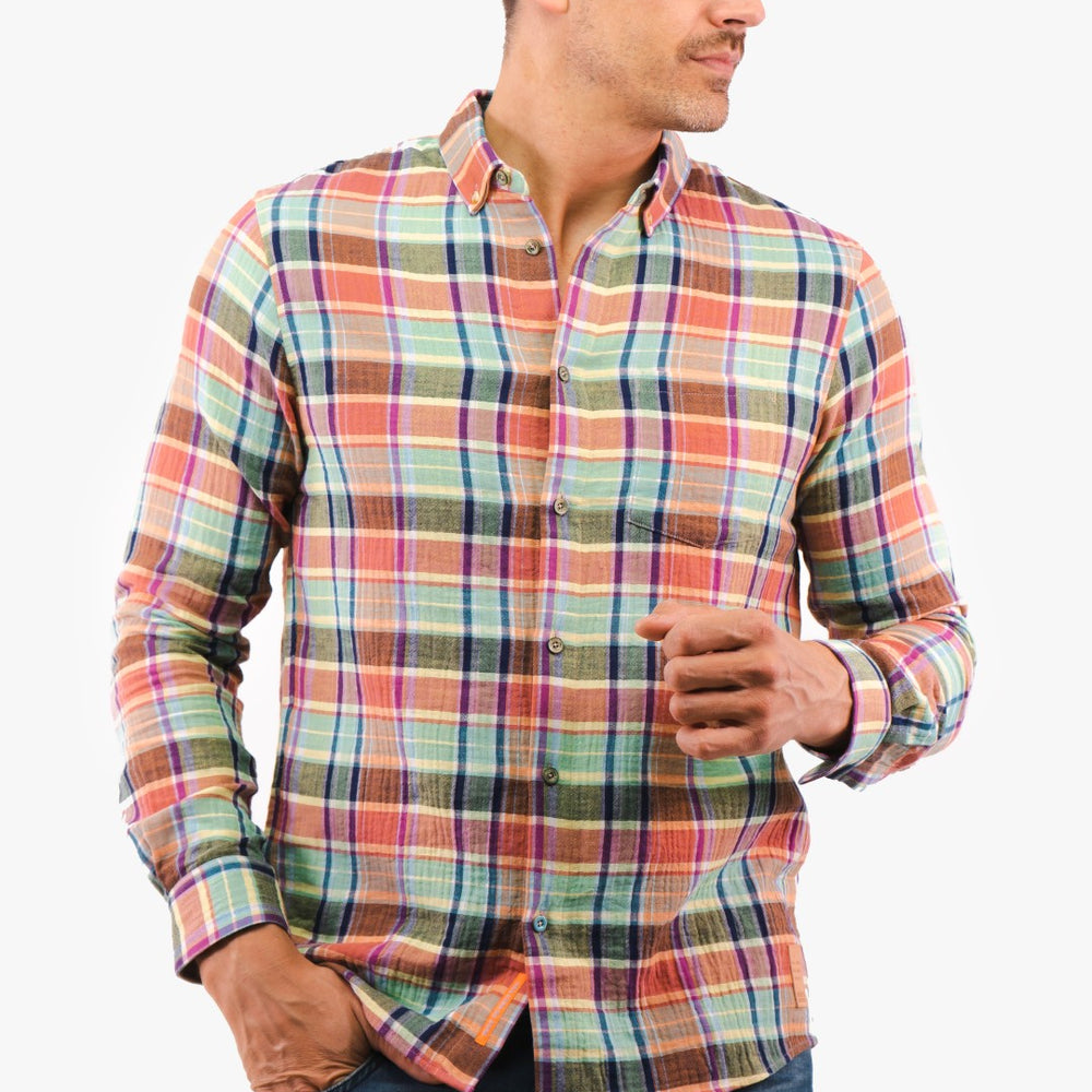 Chemise Scotch&Soda de couleur Corail/Vert