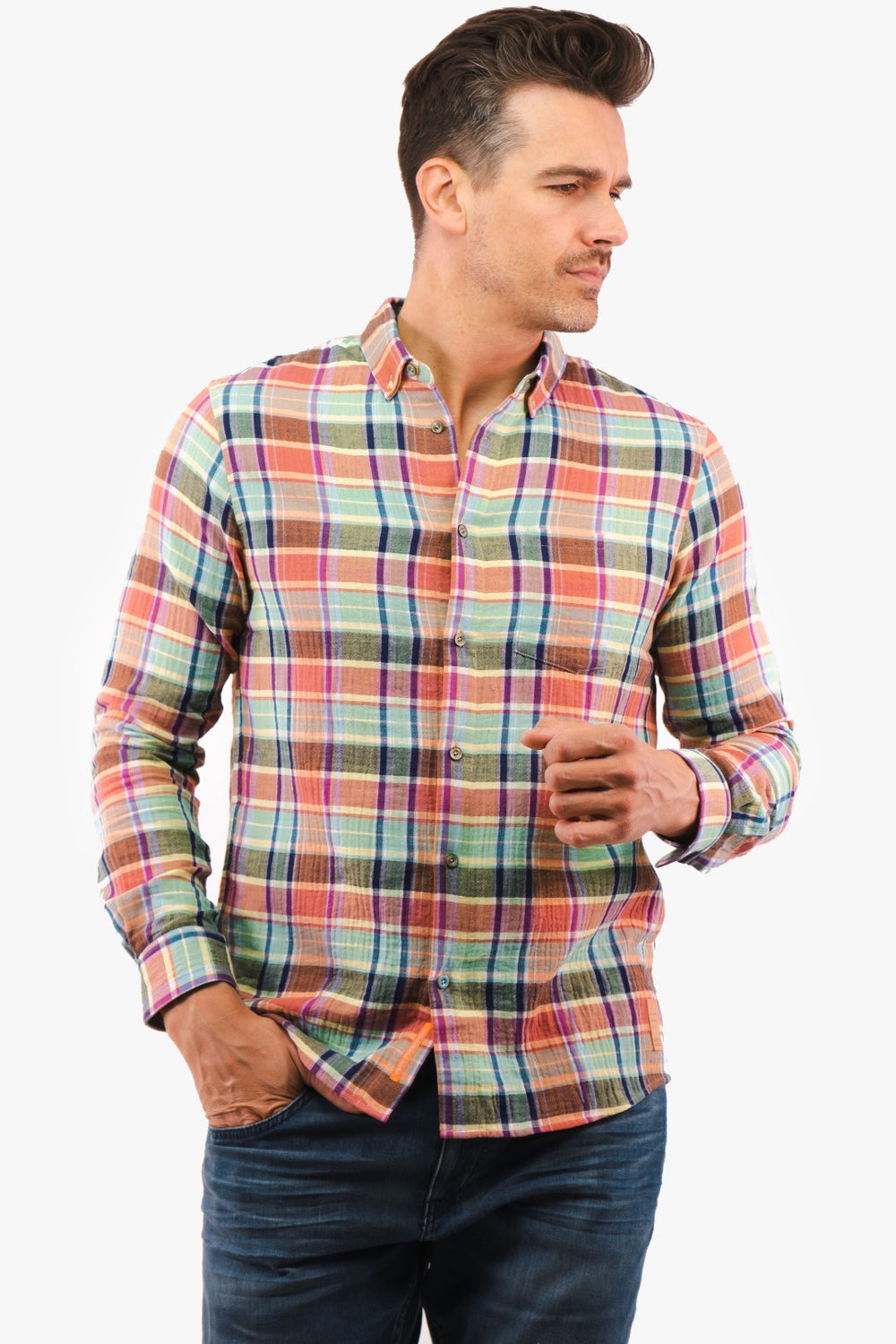 Chemise Scotch&Soda de couleur Corail/Vert