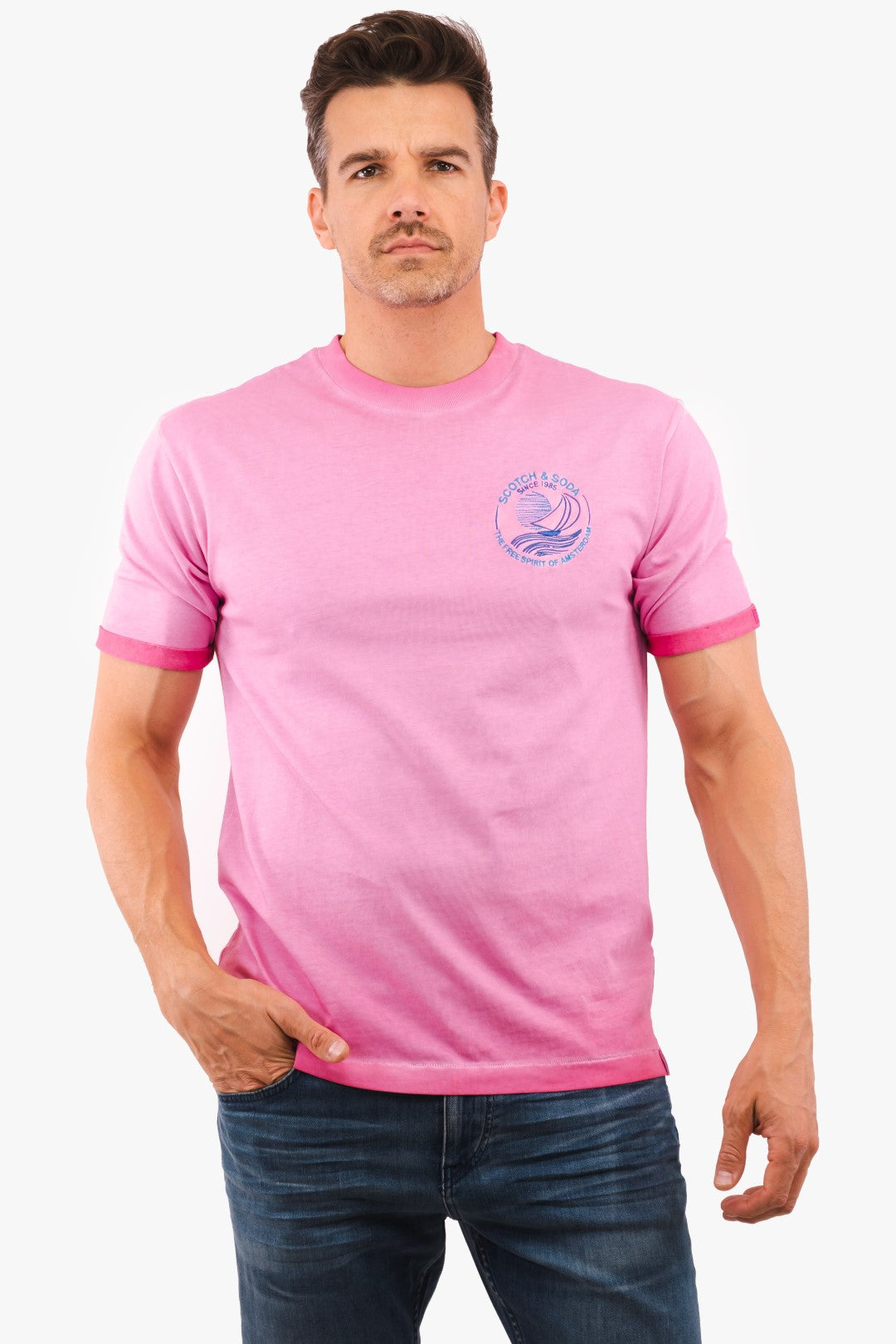 T-Shirt Scotch&Soda de couleur Fushia