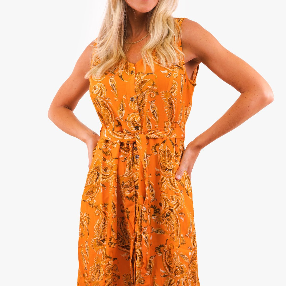 
                      
                        Cream dress in Orange color
                      
                    