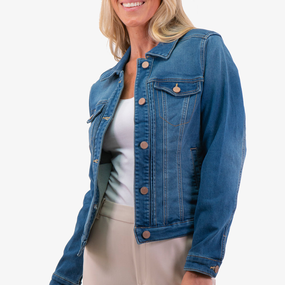 Denim Cream Jacket in Denim color