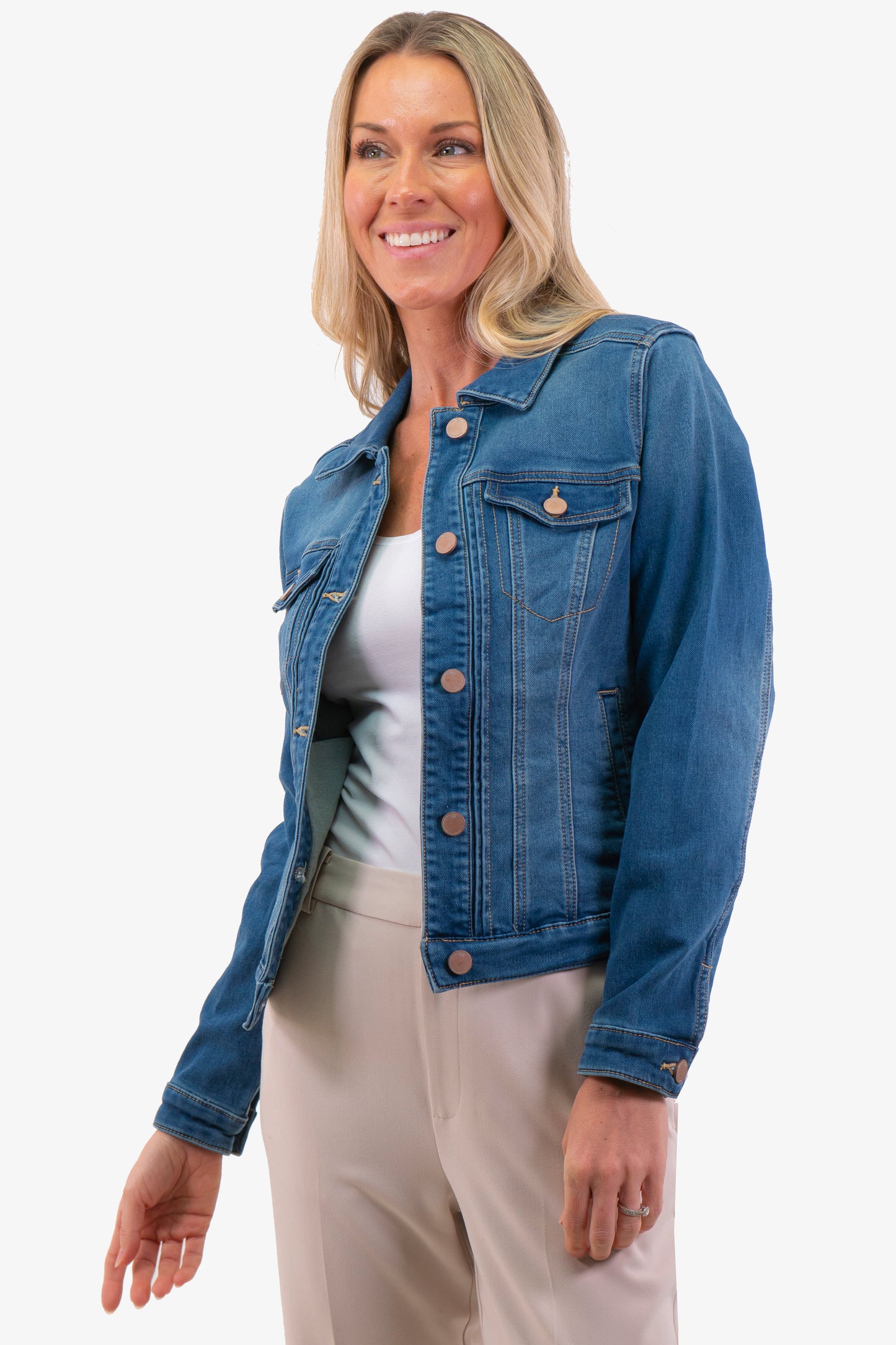 Denim Cream Jacket in Denim color