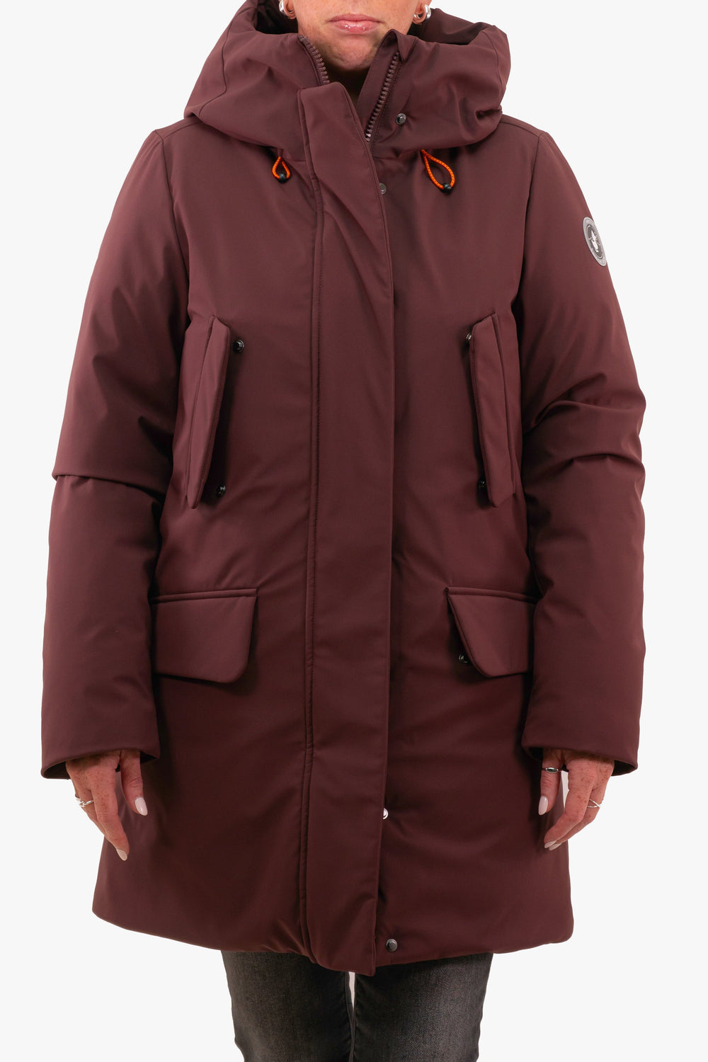 Scarlett Save The Duck Coat in Burgundy color (Duck-P40140W-70010)-v2