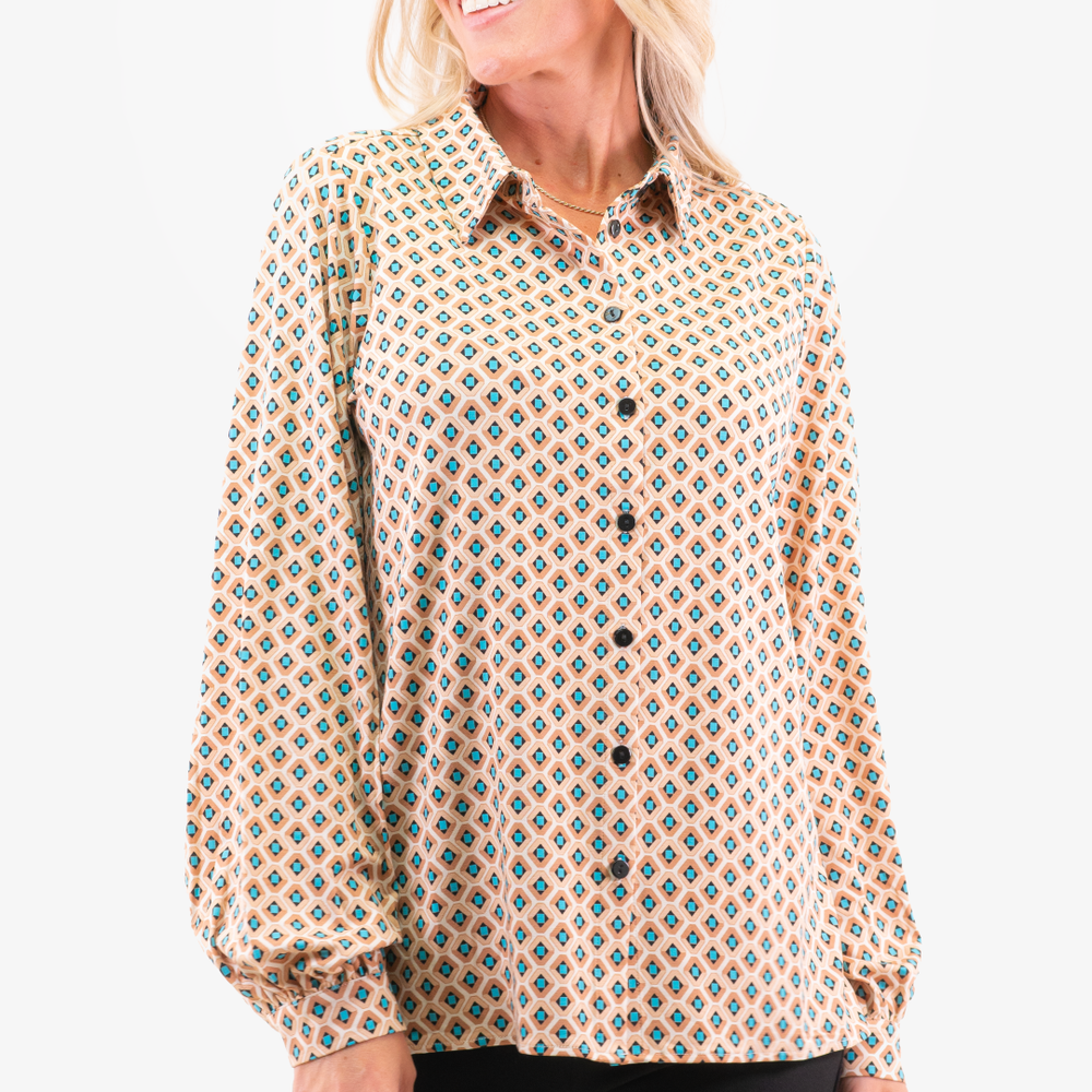 Blouse Graphique Esqualo de couleur Beige