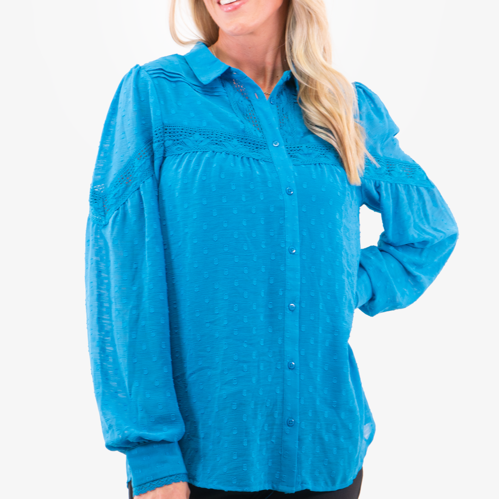 
                      
                        Petrol colored Esqualo blouse
                      
                    