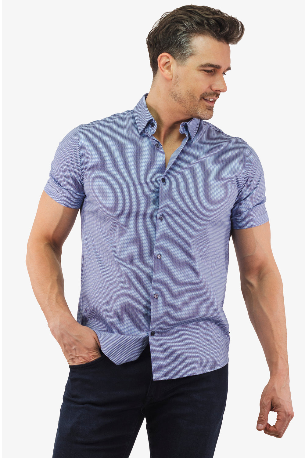 Chemise Marche Courte Matinique de couleur Bleu