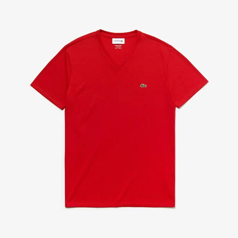 
                      
                        Lacoste Plain Pima Cotton Jersey V-Neck T-Shirt in Red color
                      
                    