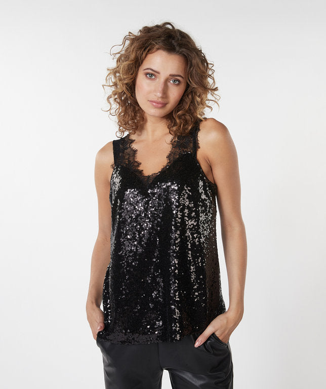 Camisole En Mesh Esqualo de couleur Noir