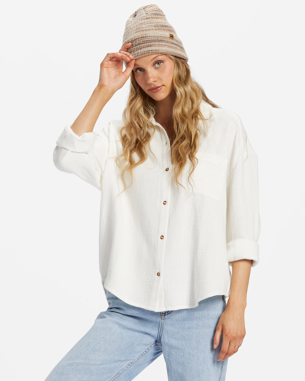 Blouse Billabong de couleur Blanc Casse