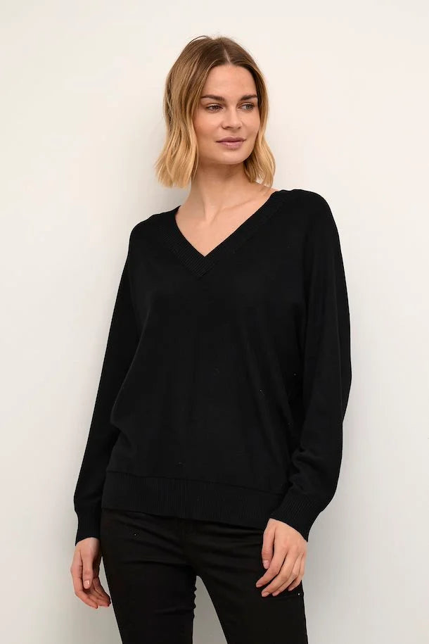 Annemarie V-Neck Sweater Black Culture