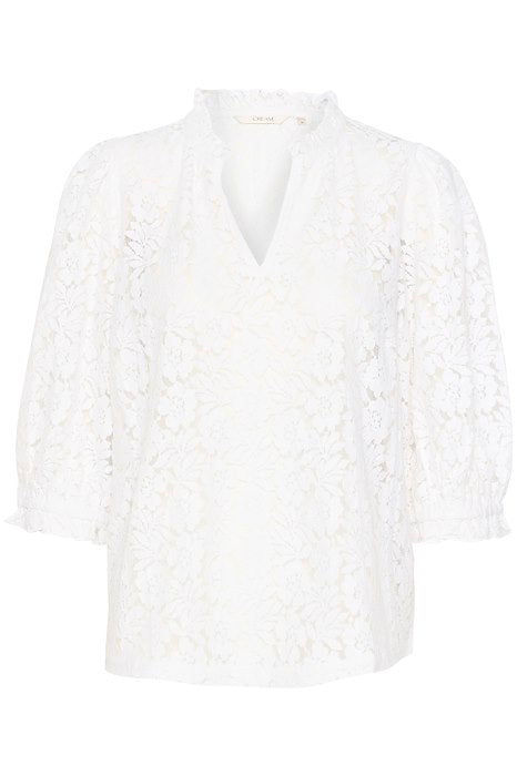 Cream Lace Blouse in White color