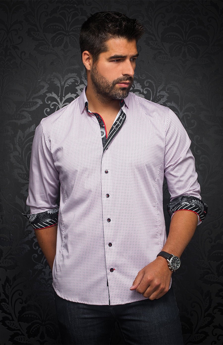 Chemise | BLONDEL, White / Pink - AU NOIR