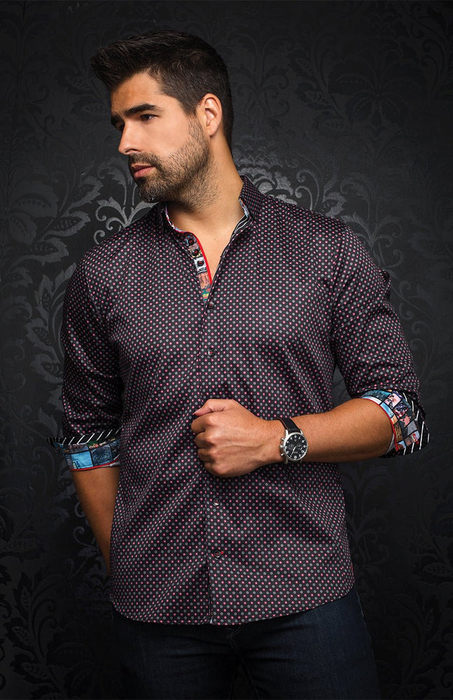 Chemise | BRADFORD, Black / Red - AU NOIR