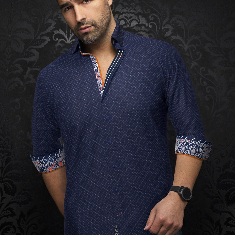 CHEMISE | CARELLI, Navy Orange - AU NOIR