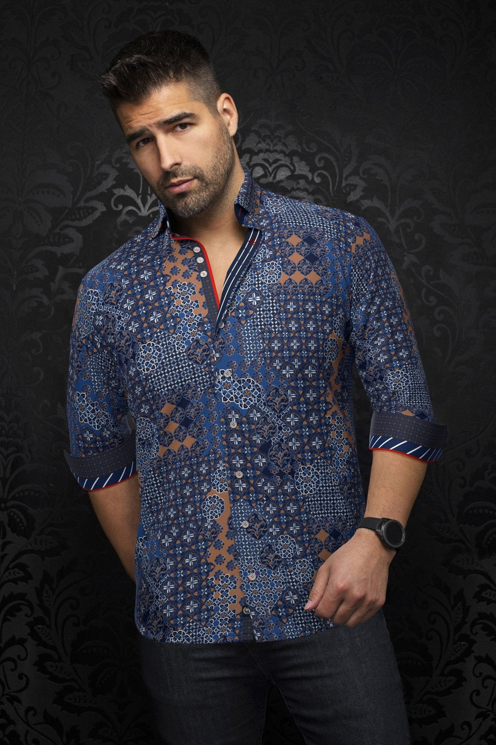 CHEMISE | CARLSON, Navy Tobacco - AU NOIR