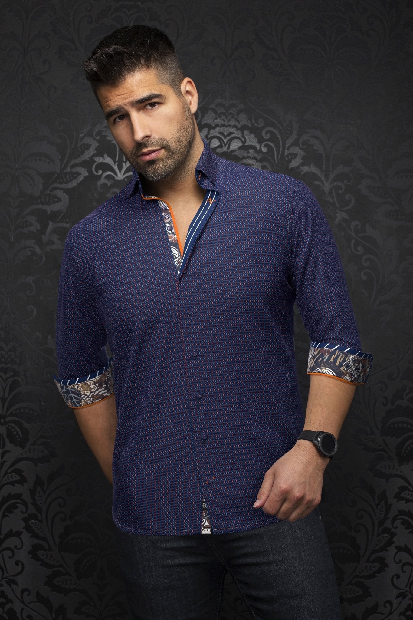 CHEMISE | CESTERO, Navy Orange - AU NOIR