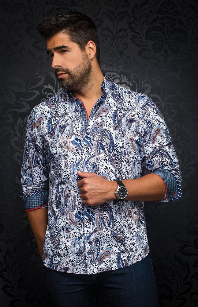 Chemise | DECCAN, White / tabacco - AU NOIR