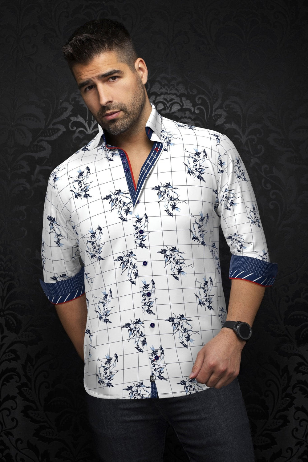 CHEMISE | DISTEFANO, White Blue - AU NOIR