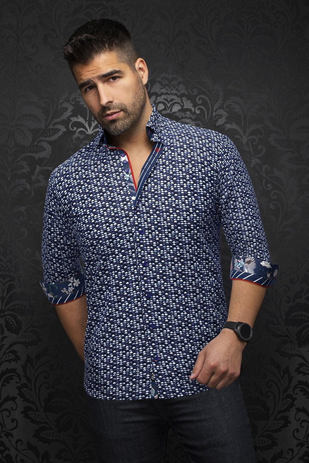 CHEMISE | ESCALA, Navy White - AU NOIR