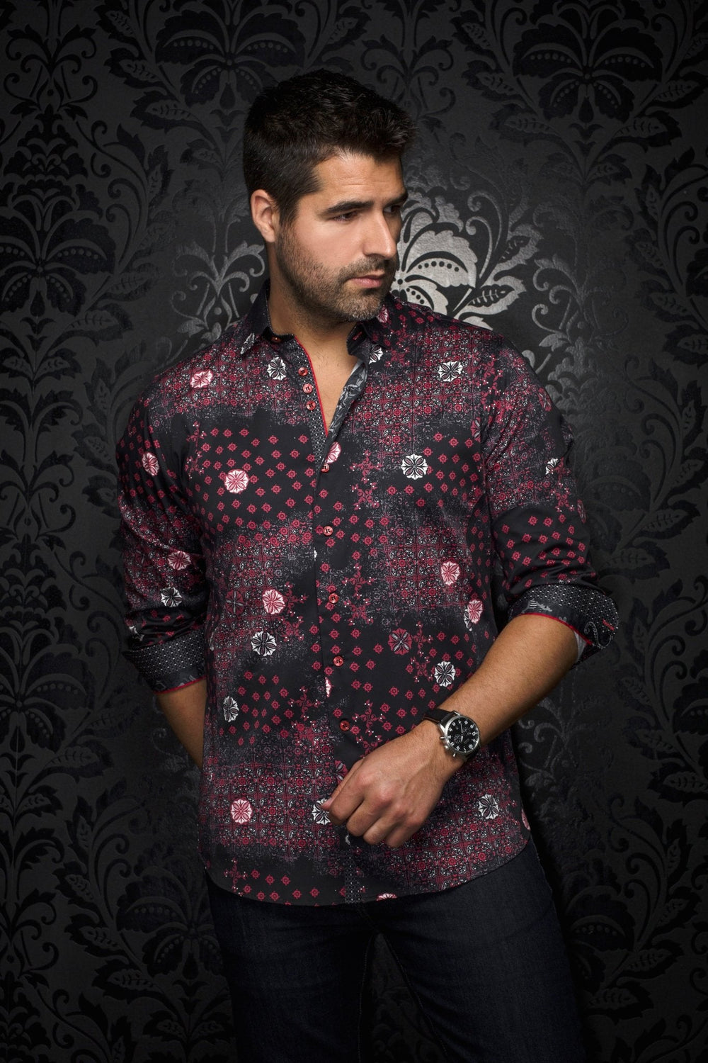 CHEMISE | FlORIANI, Black Red - AU NOIR