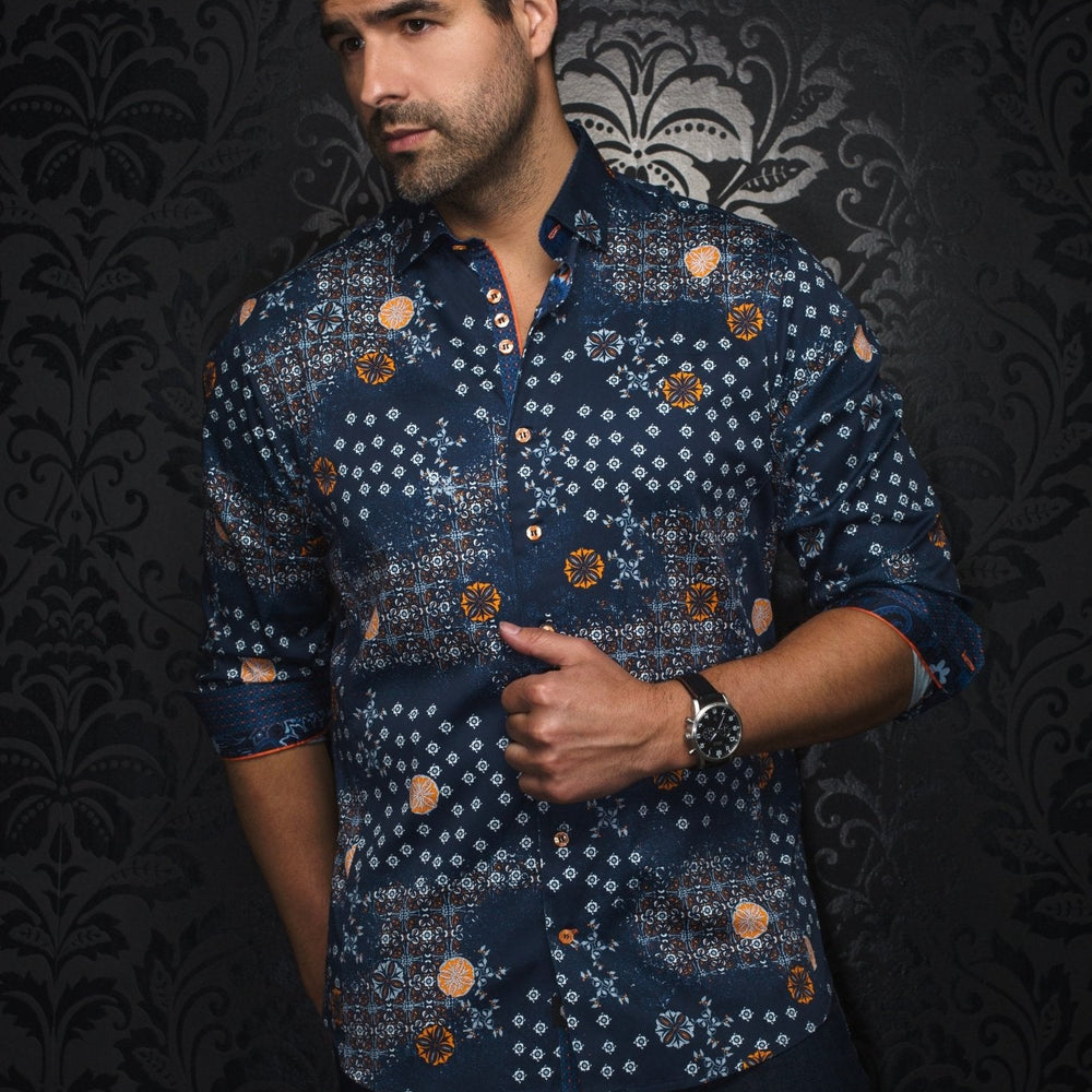 CHEMISE | FlORIANI, Navy Orange - AU NOIR