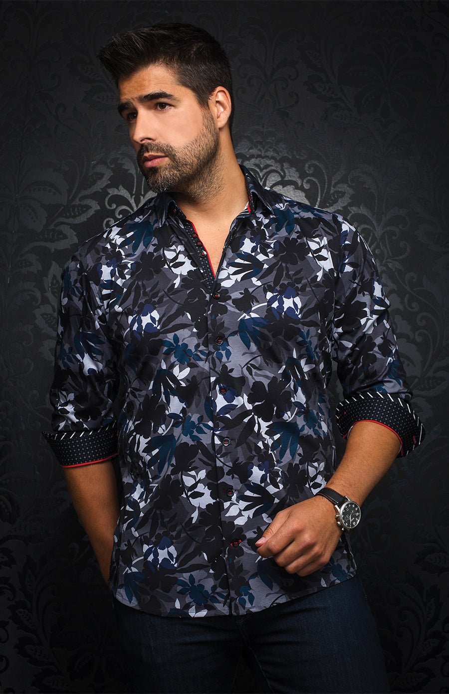 Chemise | GIODEL, black / blue - AU NOIR