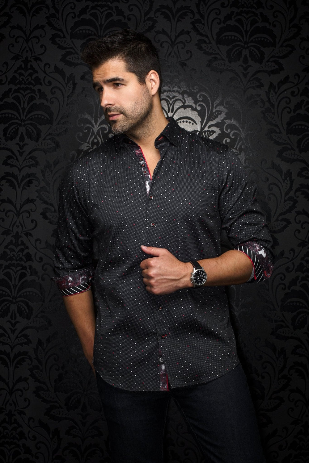 CHEMISE | LANZANI, Black Red - AU NOIR