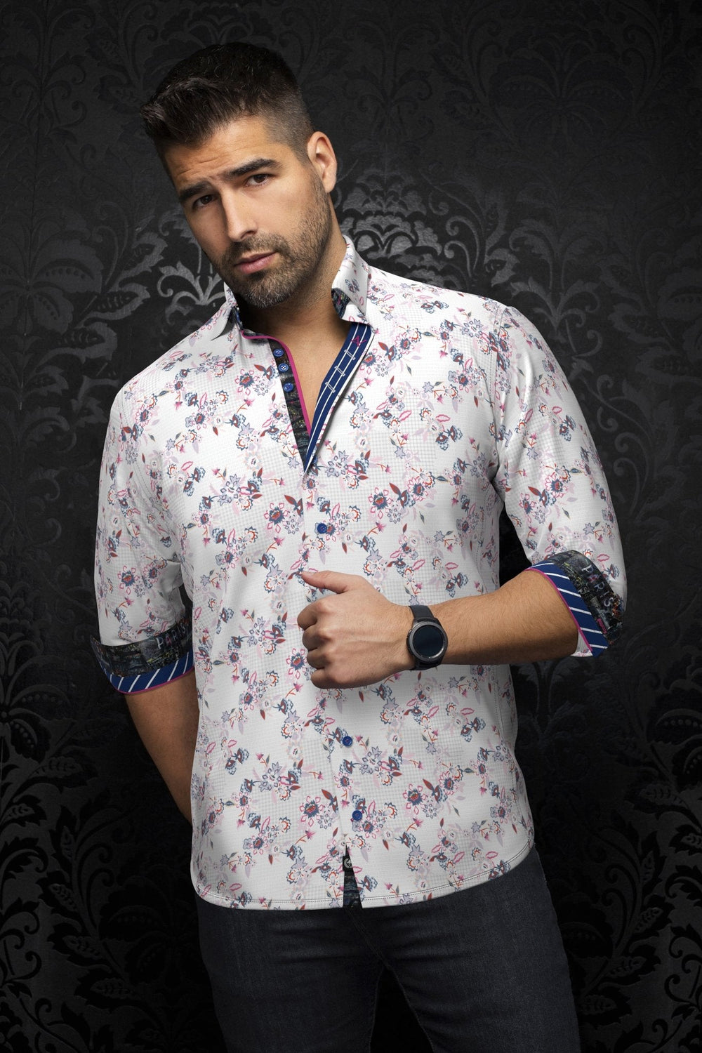 CHEMISE | LINERO, White Pink - AU NOIR