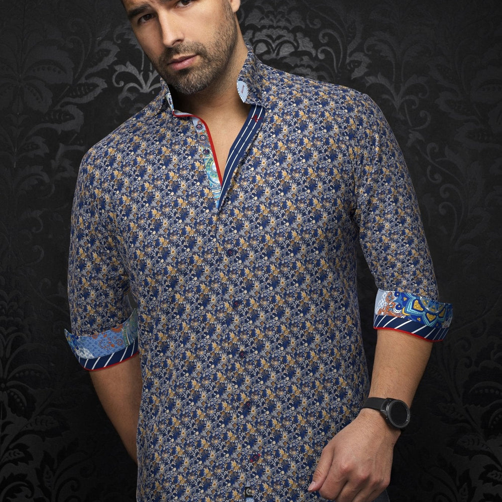 CHEMISE | MADDOX, Navy Tobacco - AU NOIR