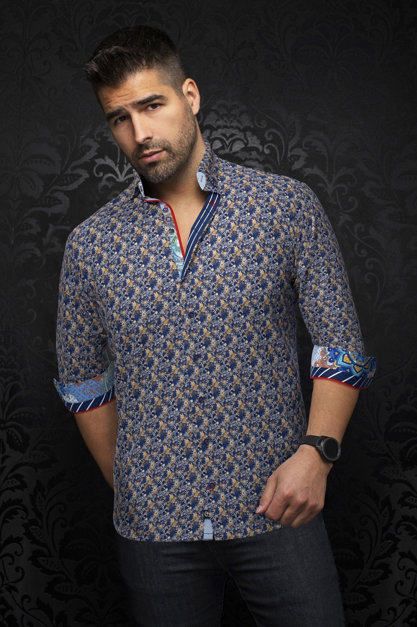 CHEMISE | MADDOX, Navy Tobacco - AU NOIR