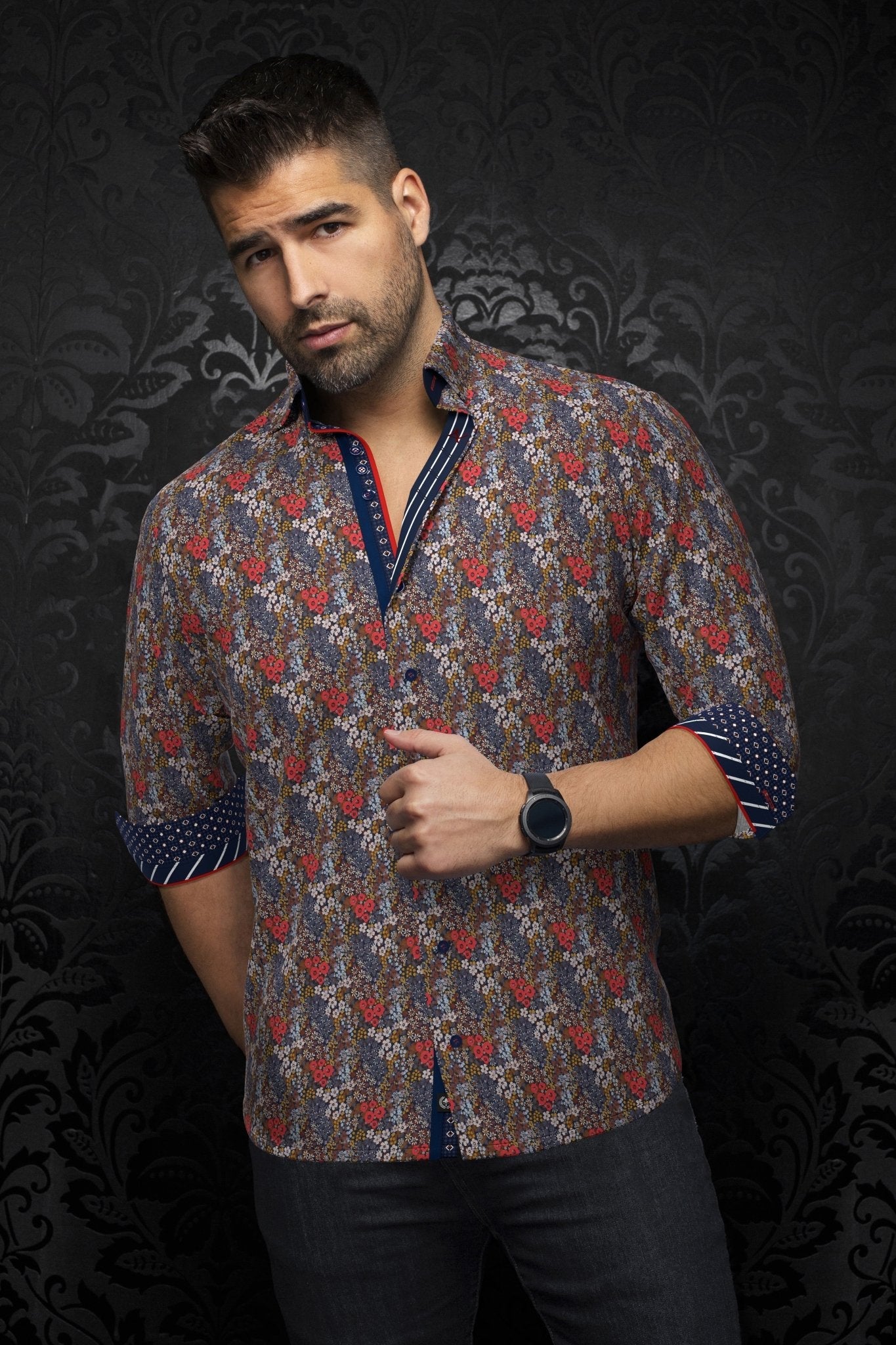 CHEMISE | MORRIS, Red Multi - AU NOIR