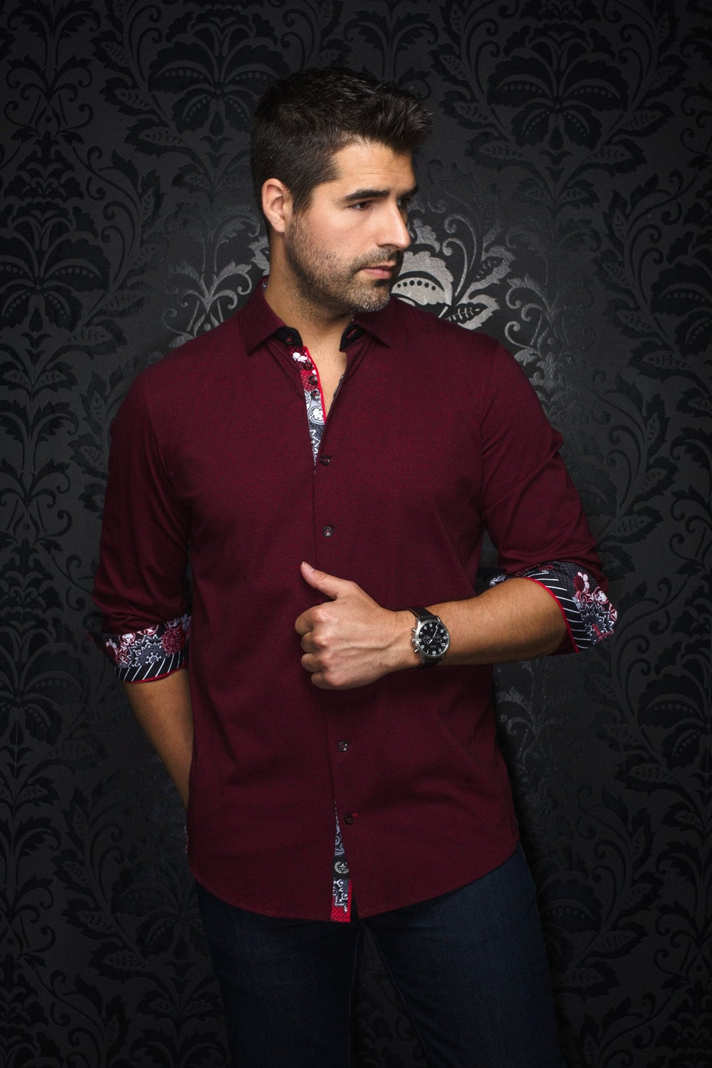 CHEMISE | NELSON, Black Red - AU NOIR